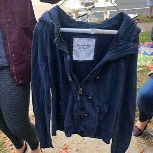 Abercrombie zip up and button navy blue hoodie